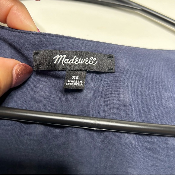 Madewell Navy Printed V-Neck Mini Dress - Picture 4 of 7